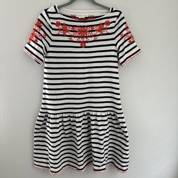 Broome Street Kate Spade New York Dresses & Skirts - Kate Spade Broome Street Black And White Striped Embroidered Mini Dress Size S